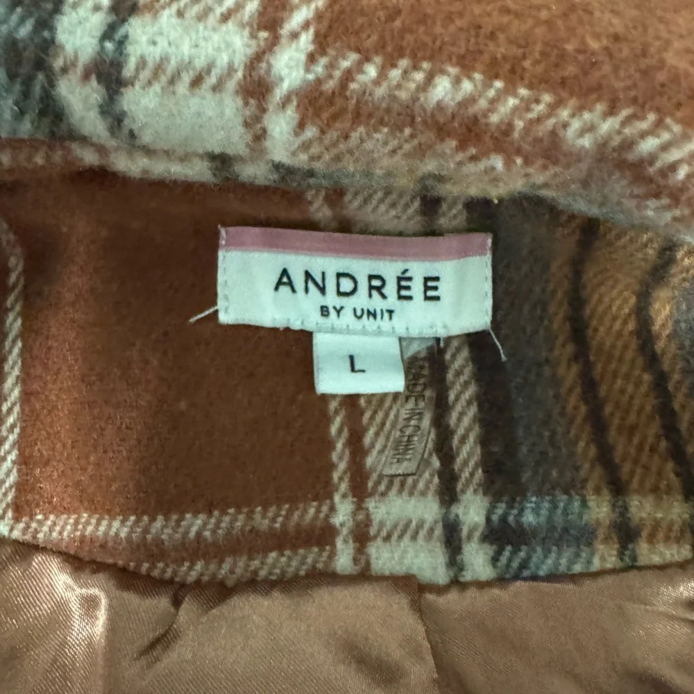 Andree by Unit Women’s Longline Copper Plaid Coat Shacket Size Large - Picture 7 of 8